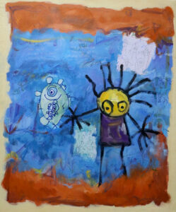 Title Infancy fable-1, Media Acrylic on canvas, Size 30X36cm Year 2023