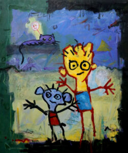 Title Infancy fable-2, Media Acrylic on canvas, Size 30X36cm Year 2023