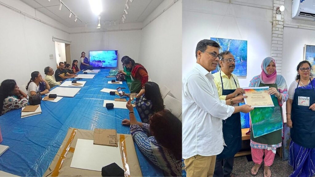 A Day in the Language of Colour Rezwan Nabis Acrylic Workshop by Bibhab gallery halkhata